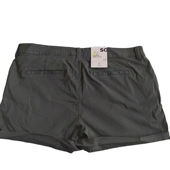 SO Goods For Life NWT Cotton Chino Midi Shorts Low Rise Matte Army Green Size 17 - Picture 2 of 6